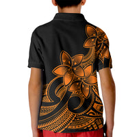 Polynesian Pride Plumeria Flowers Kid Polo Shirt Polynesian Tribal Gold Vibe LT9 - Polynesian Pride