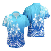 Polynesian Pride Plumeria Flowers Hawaiian Shirt Polynesian Tribal Gradient Blue LT9 - Polynesian Pride