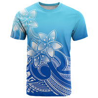 Polynesian Pride Plumeria Flowers T Shirt Polynesian Tribal Gradient Blue LT9 Blue - Polynesian Pride