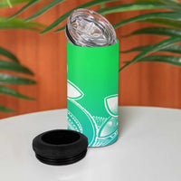 Polynesian Tribal Plumeria Flowers 4 in 1 Can Cooler Tumbler Gradient Green Vibe