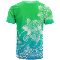 Polynesian Pride Plumeria Flowers T Shirt Polynesian Tribal Gradient Green LT9 - Polynesian Pride