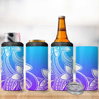 Polynesian Tribal Plumeria Flowers 4 in 1 Can Cooler Tumbler Gradient Purple Vibe