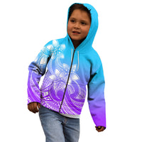 Polynesian Pride Plumeria Flowers Kid Hoodie Polynesian Tribal Gradient Purple LT9 - Polynesian Pride