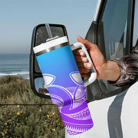 Polynesian Tribal Plumeria Flowers Tumbler With Handle Gradient Purple Vibe