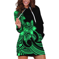Polynesian Pride Plumeria Flowers Hoodie Dress Polynesian Tribal Green Vibe LT9 Green - Polynesian Pride