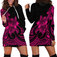 Polynesian Pride Plumeria Flowers Hoodie Dress Polynesian Tribal Pink Vibe LT9 - Polynesian Pride