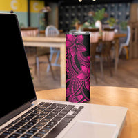 Polynesian Tribal Plumeria Flowers Skinny Tumbler Pink Vibe