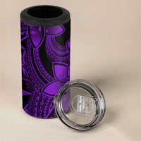 Polynesian Tribal Plumeria Flowers 4 in 1 Can Cooler Tumbler Purple Vibe