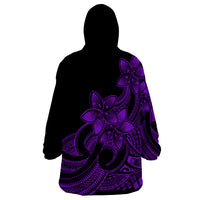 Polynesian Pride Plumeria Flowers Wearable Blanket Hoodie Polynesian Tribal Purple Vibe LT9 - Polynesian Pride