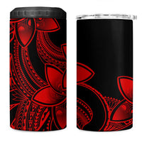 Polynesian Tribal Plumeria Flowers 4 in 1 Can Cooler Tumbler Red Vibe