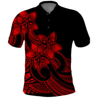 Polynesian Pride Plumeria Flowers Polo Shirt Polynesian Tribal Red Vibe LT9 Red - Polynesian Pride