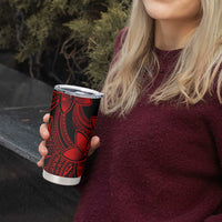 Polynesian Tribal Plumeria Flowers Tumbler Cup Red Vibe