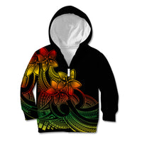Polynesian Pride Plumeria Flowers Kid Hoodie Polynesian Tribal Reggae Vibe LT9 Zip Hoodie Reggae - Polynesian Pride