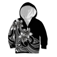 Polynesian Pride Plumeria Flowers Kid Hoodie Polynesian Tribal White Vibe LT9 Zip Hoodie White - Polynesian Pride