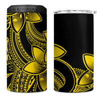 Polynesian Tribal Plumeria Flowers 4 in 1 Can Cooler Tumbler Yellow Vibe