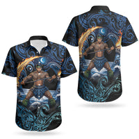 Samoa Siva Afi Couples Matching Short Sleeve Bodycon Dress and Hawaiian Shirt Fireknife Fire Dance Pacific Tribal Motif