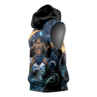 Samoa Siva Afi Sleeveless Hoodie Fireknife Fire Dance Pacific Tribal Motif