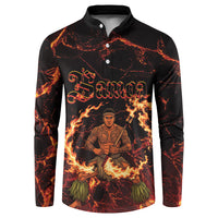 Samoa Siva Afi Dance Fireknife Button Sweatshirt Polynesian Heritage Fire Dance