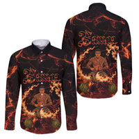 Samoa Siva Afi Dance Fireknife Family Matching Off The Shoulder Long Sleeve Dress and Hawaiian Shirt Polynesian Heritage Fire Dance