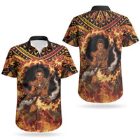 Samoa Siva Afi Dance Fireknife Couples Matching Summer Maxi Dress and Hawaiian Shirt Samoan Tribal Motif Dancing in the Fire