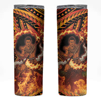 Samoa Siva Afi Dance Fireknife Skinny Tumbler Samoan Tribal Motif Dancing in the Fire