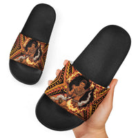 Samoa Siva Afi Dance Fireknife Slide Sandals Samoan Tribal Motif Dancing in the Fire