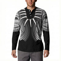 Samoan Ula Nifo Afi Tribal Button Sweatshirt Polynesian Pattern