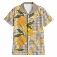 Maku'e Hawaiian Mango Palaka Hawaiian Shirt Aloha Hibiscus Pikake Lei