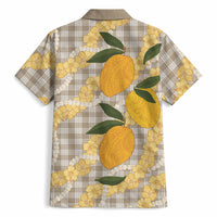 Maku'e Hawaiian Mango Palaka Hawaiian Shirt Aloha Hibiscus Pikake Lei