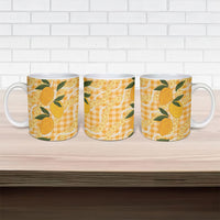 Alani Hawaiian Mango Palaka Ceramic Mug Aloha Hibiscus Pikake Lei