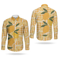 Alani Hawaiian Mango Palaka Couples Matching Mermaid Dress and Long Sleeve Button Shirt Aloha Hibiscus Pikake Lei