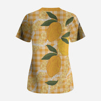 Alani Hawaiian Mango Palaka Scrub Top Aloha Hibiscus Pikake Lei