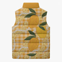 Alani Hawaiian Mango Palaka Sleeveless Puffer Jacket Aloha Hibiscus Pikake Lei