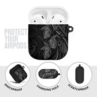 Hawaiian Mango Tribal Tattoo AirPods Case Black White Pacific Traditional Pattern