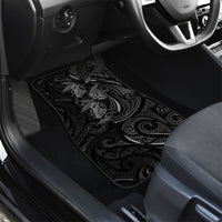 Hawaiian Mango Tribal Tattoo Car Mats Black White Pacific Traditional Pattern
