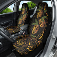 Hawaiian Mango Tribal Tattoo Car Seat Cover Gold Pacific Traditional Pattern