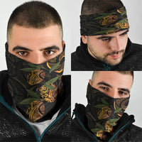Hawaiian Mango Tribal Tattoo Neck Gaiter Gold Pacific Traditional Pattern