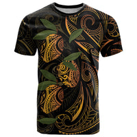 Hawaiian Mango Tribal Tattoo T Shirt Gold Pacific Traditional Pattern