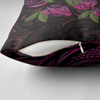 Hawaiian Mango Tribal Tattoo Pillow Cover Pink Pacific Traditional Pattern
