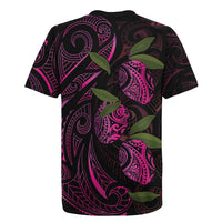 Hawaiian Mango Tribal Tattoo Rugby Jersey Pink Pacific Traditional Pattern