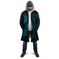 Hawaiian Mango Tribal Tattoo Cloak Teal Pacific Traditional Pattern