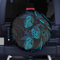 Hawaiian Mango Tribal Tattoo Spare Tire Cover Teal Pacific Traditional Pattern