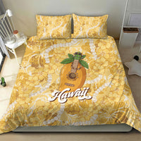Hawaiian Mango Ukulele Bedding Set Retro Yellow Hibiscus Pikake Lei