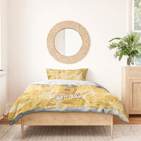 Hawaiian Mango Ukulele Bedding Set Retro Yellow Hibiscus Pikake Lei