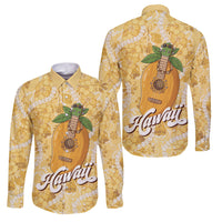 Hawaiian Mango Ukulele Family Matching Puletasi and Hawaiian Shirt Retro Yellow Hibiscus Pikake Lei