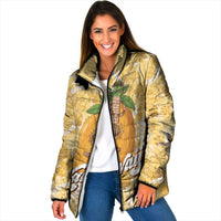 Hawaiian Mango Ukulele Padded Jacket Retro Yellow Hibiscus Pikake Lei