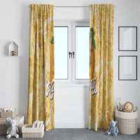 Hawaiian Mango Ukulele Window Curtain Retro Yellow Hibiscus Pikake Lei