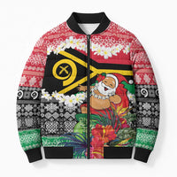 Personalised Vanuatu Joyeux Noel Bomber Puffer Jacket Proud To Be a Ni-Van Sand Drawing Art - Polynesian Pride