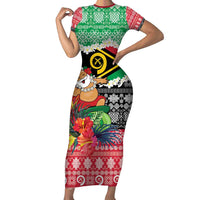 Personalised Vanuatu Joyeux Noel Family Matching Short Sleeve Bodycon Dress and Hawaiian Shirt Proud To Be a Ni-Van Sand Drawing Art - Polynesian Pride