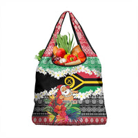 Personalised Vanuatu Joyeux Noel Grocery Bag Proud To Be a Ni-Van Sand Drawing Art - Polynesian Pride